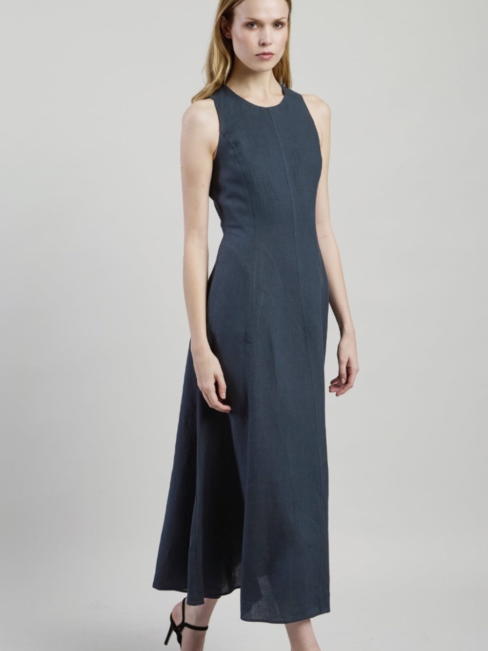 WOMEN'S SLEEVELESS MAXI DRESS IN 100% PURE LINEN SALE PRICE